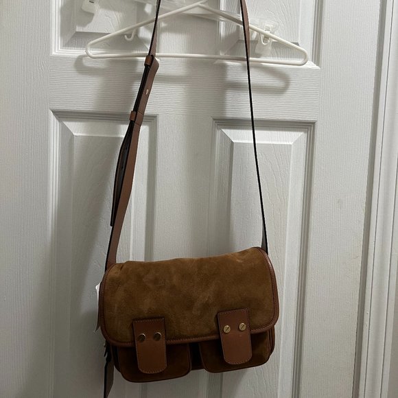 Michael Kors " Hewitt" Women's Caramel Leather Suede Crossbody/Messenger Bag. - Picture 4 of 16